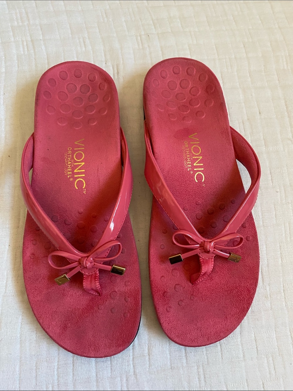 VIONIC Pink Bow Thong Sandals